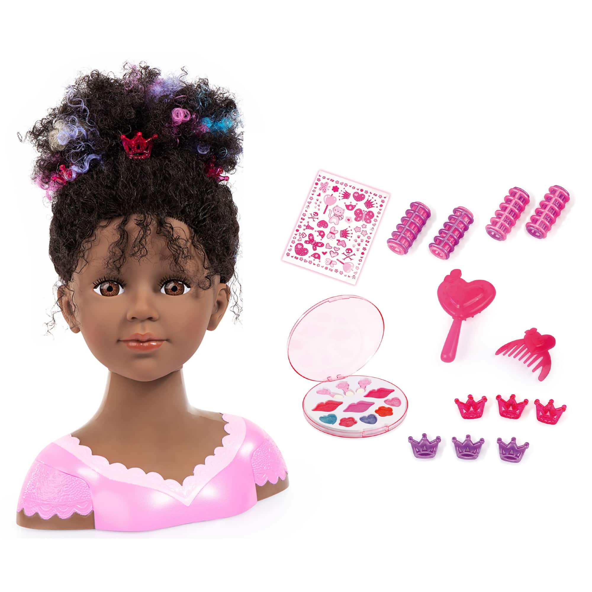 Bayer Design Charlene Super Model Curly Haired Styling Head with Makeup